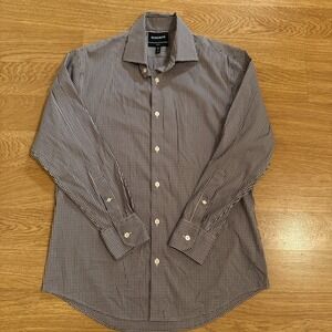 Bonobos Shirt Men's 15.5-32 Slim Fit Multicolor Check Long Sleeve Stretch Preppy